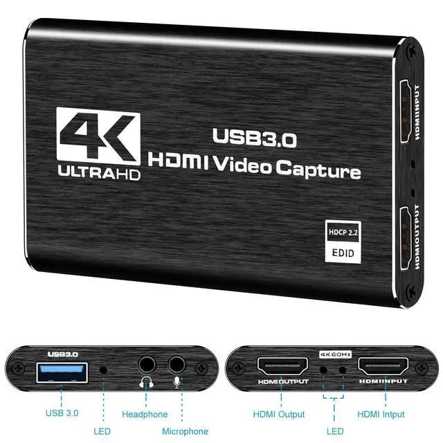 Alt view image 2 of 7 - WRIARICH Capture Card, 4K HDMI Video Capture Card, Game Capture Card, 1080P 60FPS Video Capture Device, HDMI to USB 3.0 Capture Card for Streaming, Work with Camera/Xbox/PS4/PS5/PC/OBS