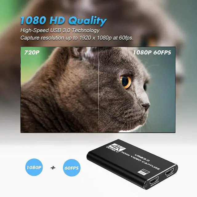 Alt view image 4 of 7 - WRIARICH Capture Card, 4K HDMI Video Capture Card, Game Capture Card, 1080P 60FPS Video Capture Device, HDMI to USB 3.0 Capture Card for Streaming, Work with Camera/Xbox/PS4/PS5/PC/OBS