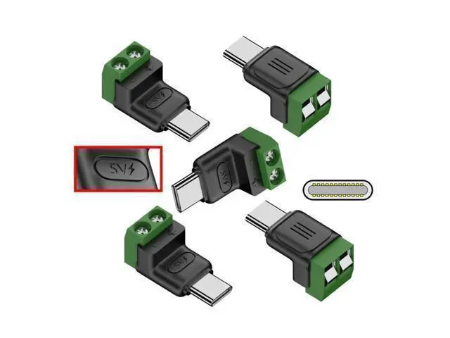 Alt view image 2 of 7 - WRIARICH Vszerda 5pcs/Set 2Pin Terminal Input to Type-C Male Plug Output Connector Fast Charge Adapter DIY OEM Repair Solderless Connector DC 5V USB2.0 Power