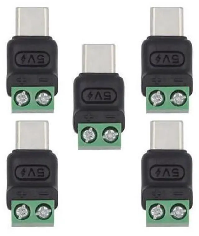 Main image of WRIARICH Vszerda 5pcs/Set 2Pin Terminal Input to Type-C Male Plug Output Connector Fast Charge Adapter DIY OEM Repair Solderless Connector DC 5V USB2.0 Power