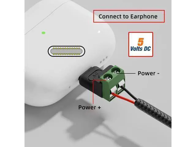Alt view image 5 of 7 - WRIARICH Vszerda 5pcs/Set 2Pin Terminal Input to Type-C Male Plug Output Connector Fast Charge Adapter DIY OEM Repair Solderless Connector DC 5V USB2.0 Power