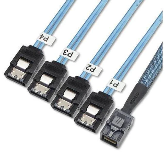 Alt view image 6 of 7 - WRIARICH Vszerda Internal HD Mini SAS Cable SFF-8643 to 4 SATA Digital Black Cord (1 Cable, 1 M / 3.2 Feet)