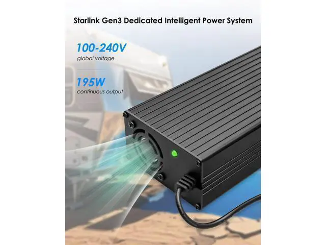 Alt view image 2 of 5 - WRIARICH Upgrade Starlink Gen 3 Power Supply, 195W 100V~240V AC to DC Starlink Power Adapter for Starlink Accessories Power Cable, 57V 3.42A Starlink Gen 3 Charger with AC Power Cord, Metal Shell