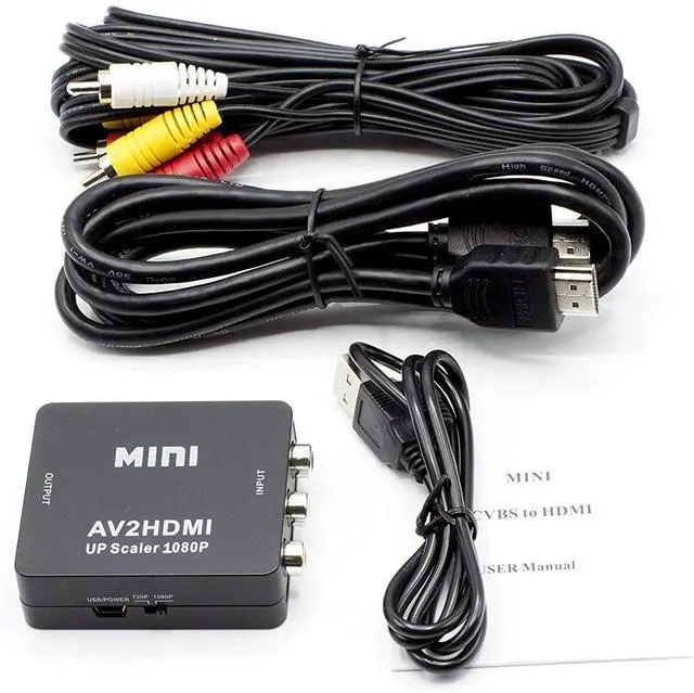 Main image of WRIARICH RCA to HDMI Converter (Analog to Digital Converter) - Converts from RCA/Composite/Red-White-Yellow - Does not Work in Reverse - Down CONVERTS - Black Kit