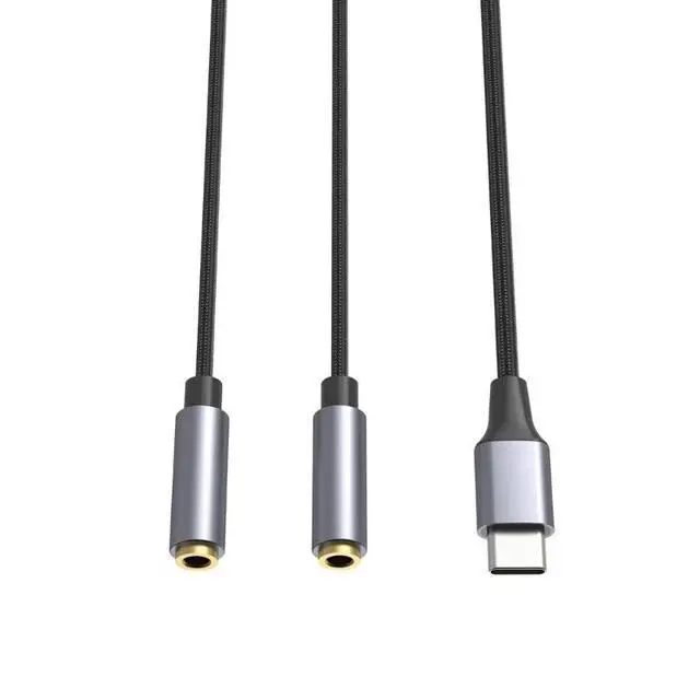 Alt view image 3 of 4 - WRIARICH Type C to Dual 3.5mm Jack AUX USB C Male to 3.5 Female Share Music Audio 2 Earphone Adapter Splitter Y Extender for Tablet Phone