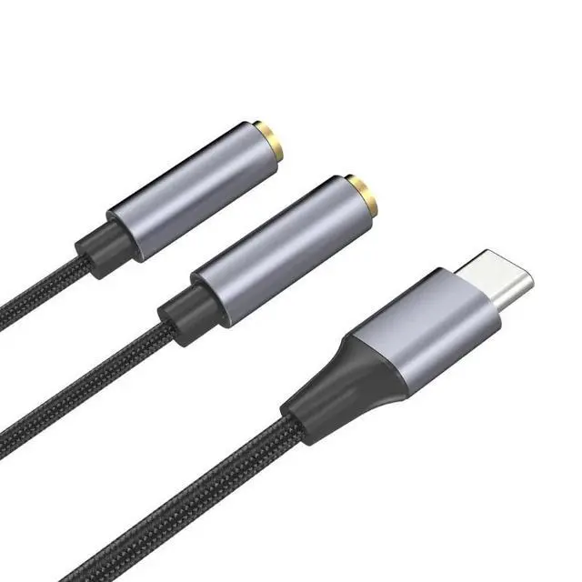 Alt view image 4 of 4 - WRIARICH Type C to Dual 3.5mm Jack AUX USB C Male to 3.5 Female Share Music Audio 2 Earphone Adapter Splitter Y Extender for Tablet Phone