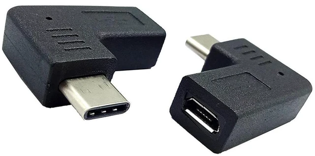 Main image of WRIARICH Right & Left Angle USB Type C Male to Micro USB Female Data Sync and Charging Converter Adapter for Phones Tablets 2pack