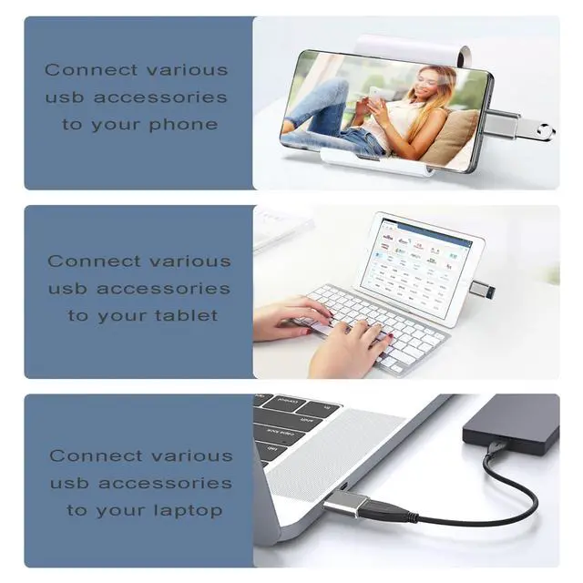 Alt view image 3 of 6 - WRIARICH USB C to USB Adapter 3.1 Gen 2, 10Gbps USB to usbc Adapter, USB-c Male to USB 3.0 A Female USB 3.2 Type C OTG Converter for MacBook pro Laptop PC iMac iPad air