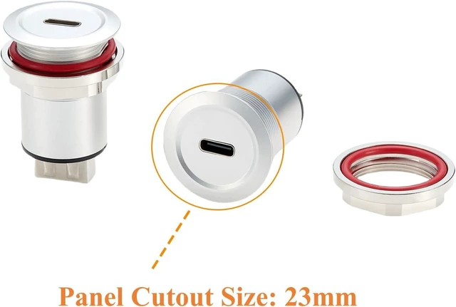 Alt view image 2 of 6 - WRIARICH USB 2.0 to USB 3.1 C Embedded Panel Mount Connector USB Female to Type C Female Threaded Fixed Flush Mount Pass Through Converter for Data Transfer Fast Charging (5PCS)