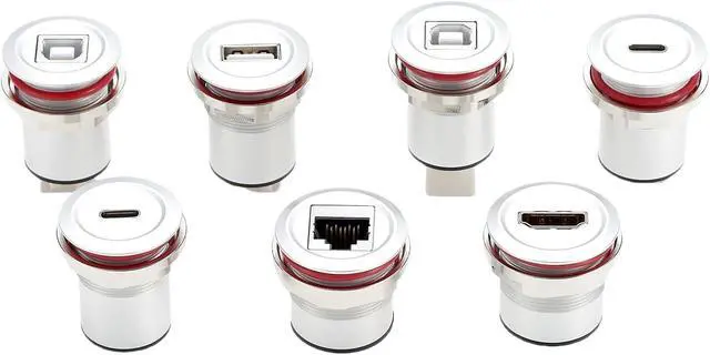 Alt view image 5 of 6 - WRIARICH USB 2.0 to USB 3.1 C Embedded Panel Mount Connector USB Female to Type C Female Threaded Fixed Flush Mount Pass Through Converter for Data Transfer Fast Charging (5PCS)