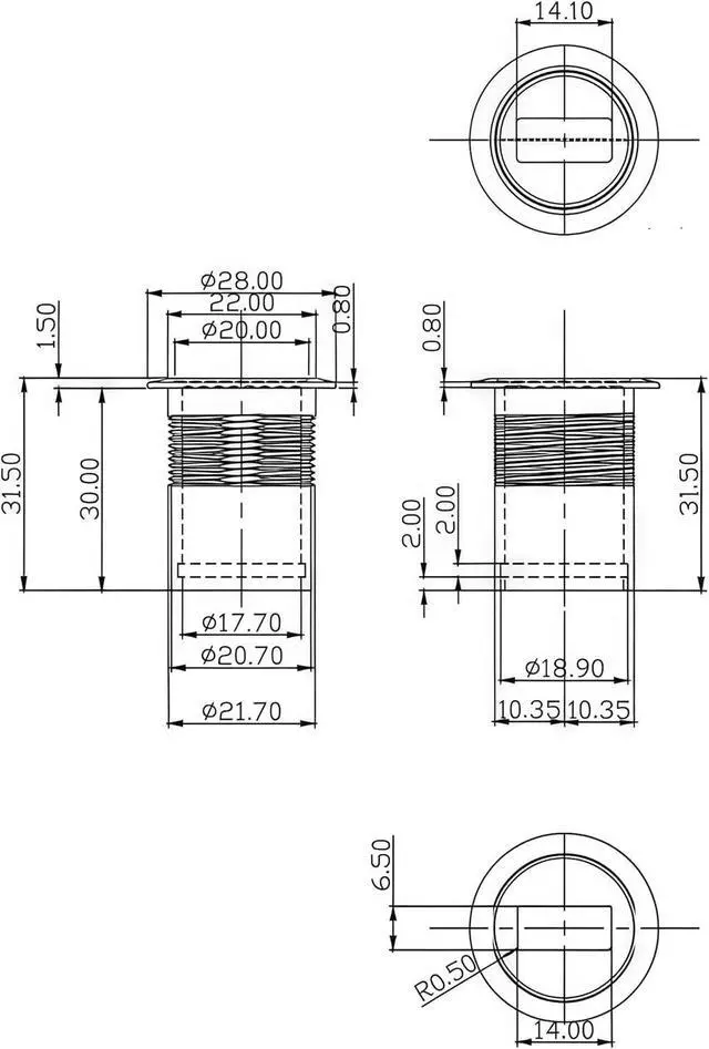 Alt view image 6 of 6 - WRIARICH USB 2.0 to USB 3.1 C Embedded Panel Mount Connector USB Female to Type C Female Threaded Fixed Flush Mount Pass Through Converter for Data Transfer Fast Charging (5PCS)