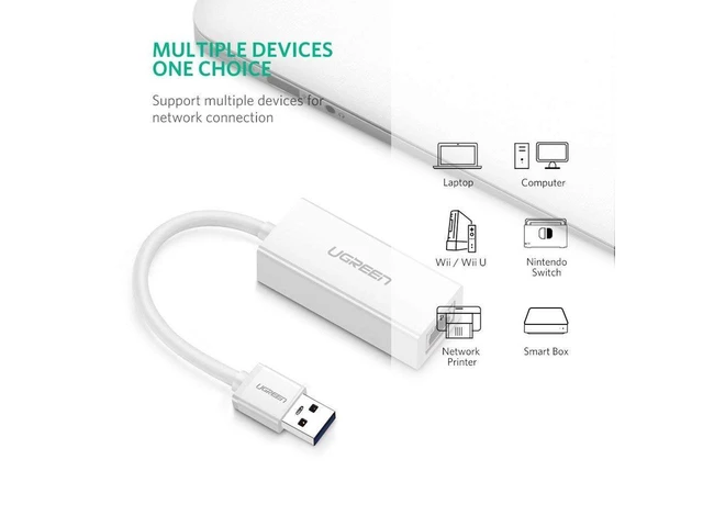 Alt view image 2 of 7 - Vszerda Ethernet Adapter USB 2.0 to 10/100 Network RJ45 Lan Wired Adapter for Nintendo Switch,Wii,Wii U,Macbook,Chromebook,Windows 10,8.1,Mac OS, Surface Pro, Linux ASIX AX88772 Chipset (White)