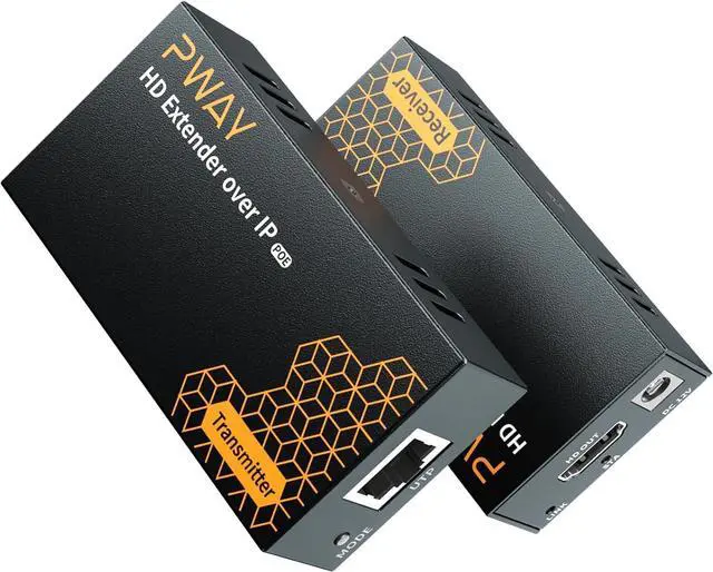 Main image of WRIARICH PWAY 400ft HDMI Extender Over Ethernet Cat5e/6, HDMI Over POE IP Kit, One to Many via 100M/1000M Switch, No Delay 1080p Video Extender for TV, PW-DT273P