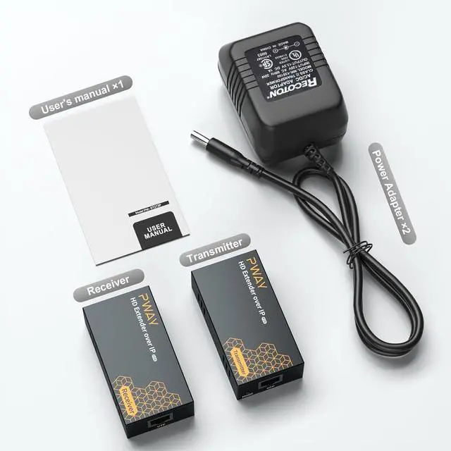 Alt view image 7 of 7 - WRIARICH PWAYTEK 400Ft HDMI Extender Over IP, HDMI Over Ethernet Cat5 Cat6, HDMI Over POE, One to Many by 100M/1000M Switch, HDMI Balun No Delay 1080P HD Video Extender for TV/Monitor