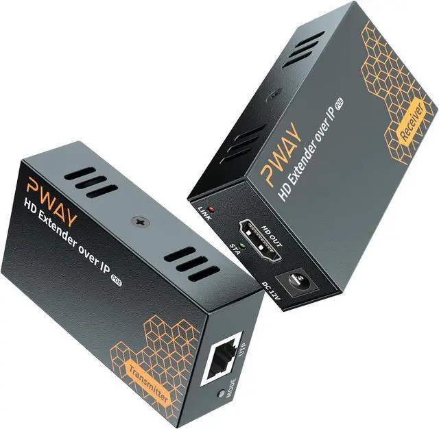 Main image of WRIARICH PWAYTEK 400Ft HDMI Extender Over IP, HDMI Over Ethernet Cat5 Cat6, HDMI Over POE, One to Many by 100M/1000M Switch, HDMI Balun No Delay 1080P HD Video Extender for TV/Monitor