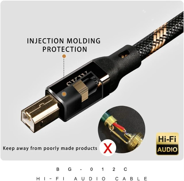 Alt view image 4 of 7 - WRIARICH SKW Audiophiles USB Printer Cable Type C/USB C to USB B High Speed DAC Decoder Cable 9.8ft / 3M