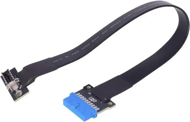 Alt view image 3 of 7 - WRIARICH Internal Type C USB3.1 Front Panel USB 3.0 Socket to Type-E 19/20P Header Flat Extension Adapter Ribbon Cable for PC Motherboard(10cm)