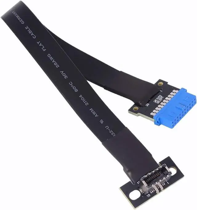 Alt view image 7 of 7 - WRIARICH Internal Type C USB3.1 Front Panel USB 3.0 Socket to Type-E 19/20P Header Flat Extension Adapter Ribbon Cable for PC Motherboard(10cm)