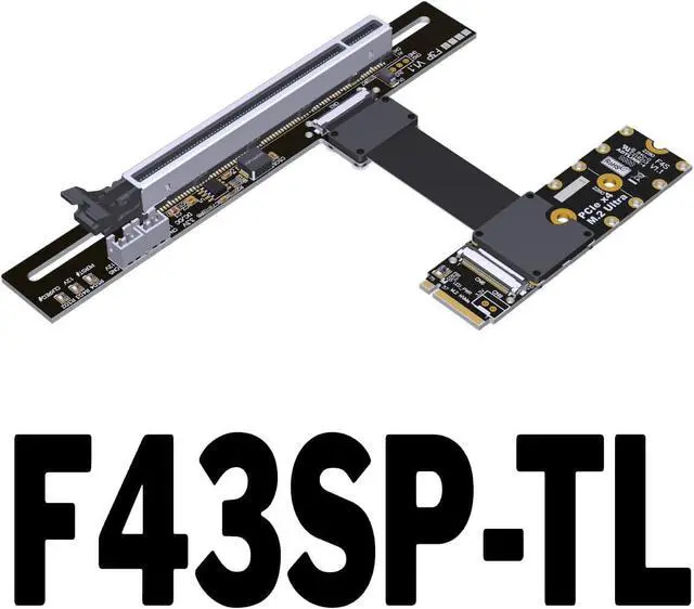 Alt view image 2 of 7 - WRIARICH ADTLINK PCIe 5.0 M.2 NVMe to PCIe x16 FFC Flexible Cable Gen5 x4 (128Gbps) for Graphics Cards and Ultra SSDs (F43SP-TL-25cm)