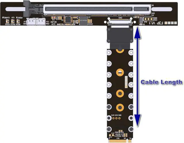 Alt view image 7 of 7 - WRIARICH ADTLINK PCIe 5.0 M.2 NVMe to PCIe x16 FFC Flexible Cable Gen5 x4 (128Gbps) for Graphics Cards and Ultra SSDs (F43SP-TL-25cm)