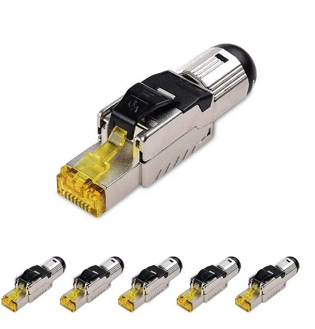 Main image of WRIARICH Cable Matters 6-Pack Tool-Free Shielded Cat6a / Cat6 RJ45 Termination Plug Connector, 10Gbps Cat 6 Plug