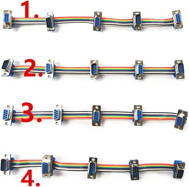 Alt view image 4 of 6 - WRIARICH DB9 Male and Female Multi-Port Serial Cable Connecting Serial Parallel Hub RS485 RS232 Extension Cable CAN Test Cable(3 Male 2 Female)