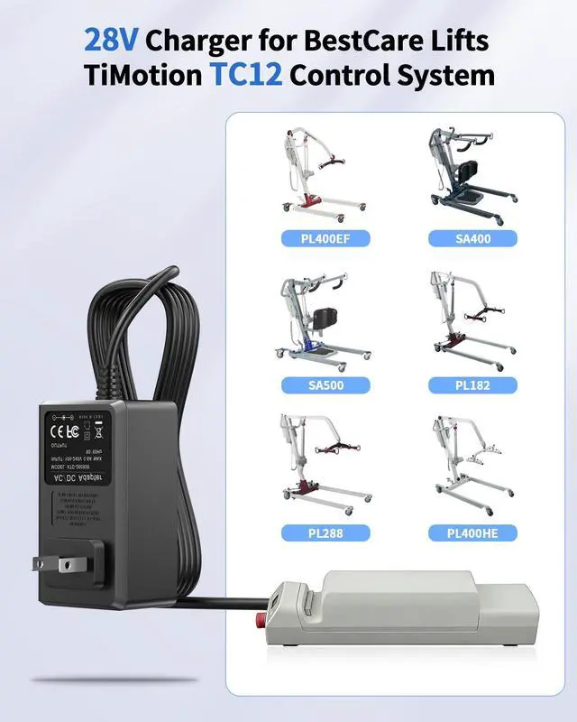 Alt view image 3 of 5 - WRIARICH FGIEU 28V Charger for BestCare Lifts TiMotion TC12 Control System WP-TP7C-ADP BC-WP-TP7C-ADP_E with TiMotion Electronics PL400EF SA400 SA500 PL182 PL228 PL400HE