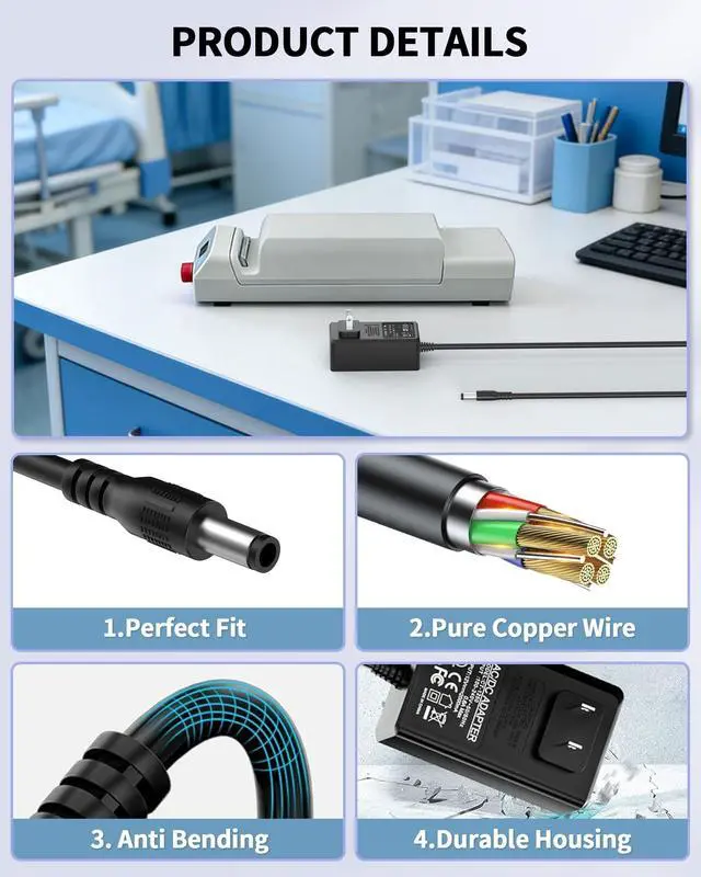 Alt view image 4 of 5 - WRIARICH FGIEU 28V Charger for BestCare Lifts TiMotion TC12 Control System WP-TP7C-ADP BC-WP-TP7C-ADP_E with TiMotion Electronics PL400EF SA400 SA500 PL182 PL228 PL400HE