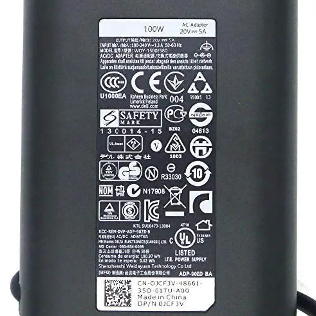 Alt view image 3 of 5 - WRIARICH 130W 20V 6.5A USB Type C 0K00F5 HA130PM170 AC Power Adapter Compatible for Dell XPS 15,XPS 15 2-in-1 9575 Charger, Compatible with P/N: 0K00F5, K00F5 Power Adapter with US Cable