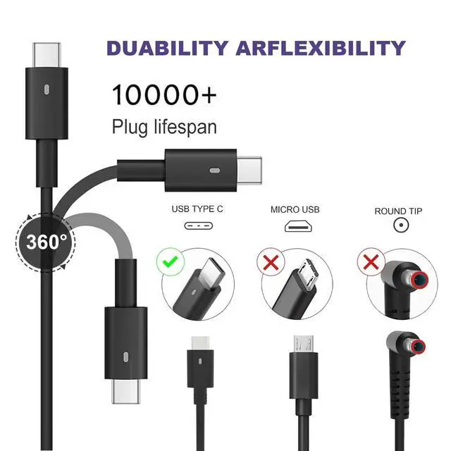 Alt view image 2 of 5 - WRIARICH YEOTSMUT 130W USB C Charger Compatible with Dell XPS 15 2in1 9575 9500 17 9700 Precision 5530 2in1 5550 5750 3560 Precision M3800 M2800 Inspiron 7347 7348 7459 DA130PM170 HA130PM170 0K00F5