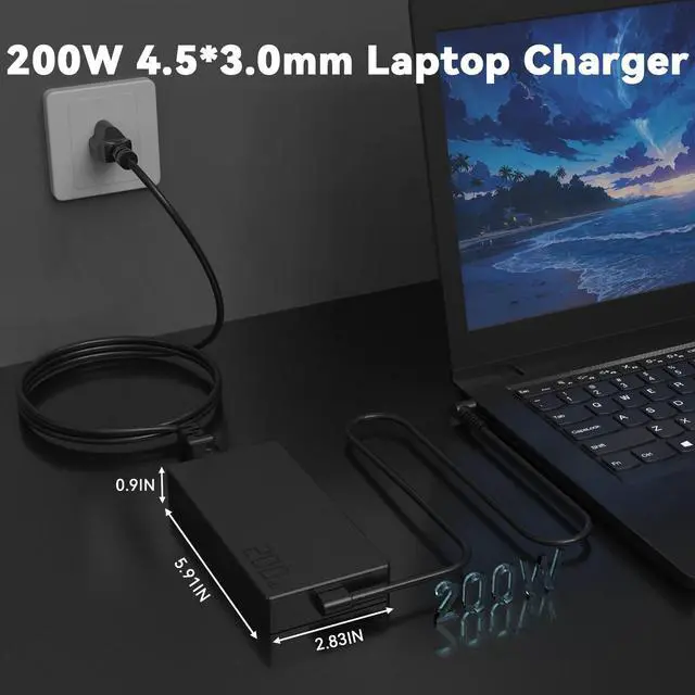 Alt view image 2 of 5 - WRIARICH OSISZI 200W 20V 10A 4.5 * 3.0mm AC Charger Compatible with ASUS VivoBook Pro 15 N6506 Q533 Q543M Q543MJ 14 15 16X K6500 M6400 M7600 Zen Aio 24 A5401 All-in-One Power AC Adapter