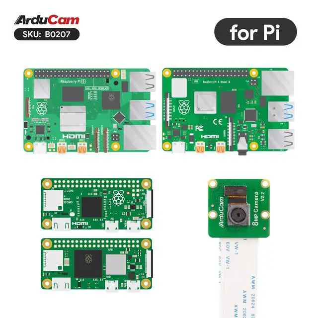 Alt view image 7 of 7 - WRIARICH for Raspberry Pi Camera Module V2-8 Megapixel,1080p IMX219 Raspberry Pi 5 Camera