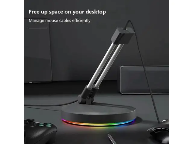 Alt view image 4 of 4 - WRIARICH RGB Mouse Bungee Cable Holder with Type-C Cable Gaming Mouse Cord Holder Anti-winding Gaming Mouse Bungee for Esports FPS Game
