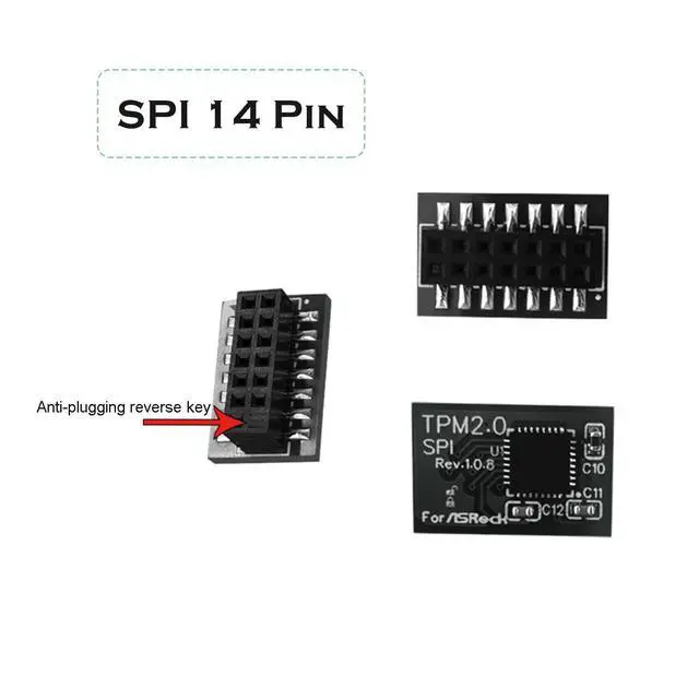 Alt view image 4 of 5 - WRIARICH Professional TPM2.0 Security Module LPC 18 Pin As.Rock(18-1) Pin Motherboards Card for As.Rock TPM2 -SLI -S -SPI Platform Replacement Part