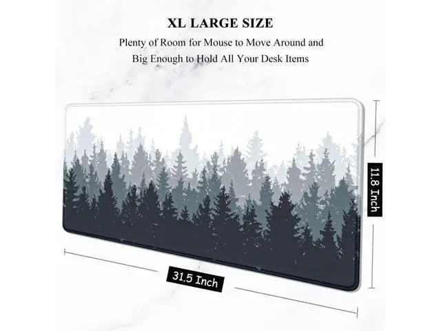 Alt view image 2 of 7 - WRIARICH Large Mouse Pad Desk Mat Gaming Mouse Pad XL XXL Mouse Pad for Desk Desk Pad for Keyboard Mice Desk Matt for Desktop Extended Long Mousepad Thin Black White Forest 31.5 x 11.8 Inch