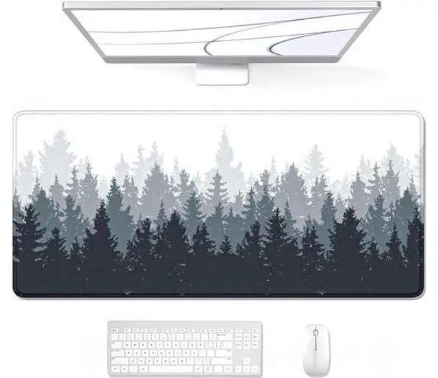 Main image of WRIARICH Large Mouse Pad Desk Mat Gaming Mouse Pad XL XXL Mouse Pad for Desk Desk Pad for Keyboard Mice Desk Matt for Desktop Extended Long Mousepad Thin Black White Forest 31.5 x 11.8 Inch