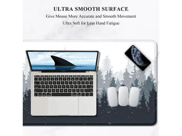 Alt view image 3 of 7 - WRIARICH Large Mouse Pad Desk Mat Gaming Mouse Pad XL XXL Mouse Pad for Desk Desk Pad for Keyboard Mice Desk Matt for Desktop Extended Long Mousepad Thin Black White Forest 31.5 x 11.8 Inch