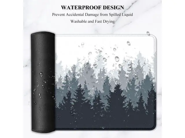 Alt view image 6 of 7 - WRIARICH Large Mouse Pad Desk Mat Gaming Mouse Pad XL XXL Mouse Pad for Desk Desk Pad for Keyboard Mice Desk Matt for Desktop Extended Long Mousepad Thin Black White Forest 31.5 x 11.8 Inch