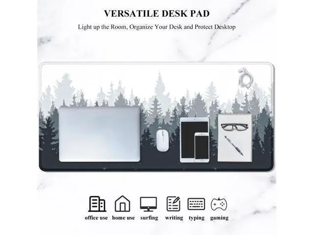 Alt view image 7 of 7 - WRIARICH Large Mouse Pad Desk Mat Gaming Mouse Pad XL XXL Mouse Pad for Desk Desk Pad for Keyboard Mice Desk Matt for Desktop Extended Long Mousepad Thin Black White Forest 31.5 x 11.8 Inch