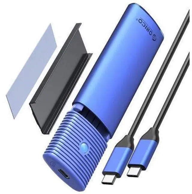 Main image of WRIARICH M.2 NVMe SATA SSD Enclosure Adapter Tool-Free, USB C 3.2 Gen 2 10Gbps NVMe, 5Gbps NGFF SATA PCIe M-Key(B+M Key) 2230/2242/2260/2280, Aluminum External M2 Reader Support UASP Trim- PWDM2-BL
