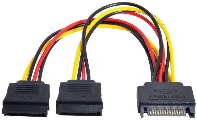 Main image of WRIARICH 15Pin SATA Power Y Splitter Cable, 1 Male to 2 Female SATA Hard Drive Power Extension Cord, 12V & 5V Output