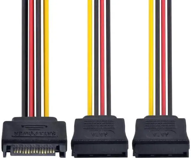 Alt view image 2 of 5 - WRIARICH 15Pin SATA Power Y Splitter Cable, 1 Male to 2 Female SATA Hard Drive Power Extension Cord, 12V & 5V Output