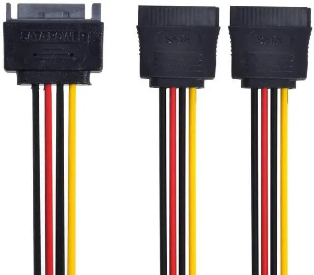 Alt view image 5 of 5 - WRIARICH 15Pin SATA Power Y Splitter Cable, 1 Male to 2 Female SATA Hard Drive Power Extension Cord, 12V & 5V Output