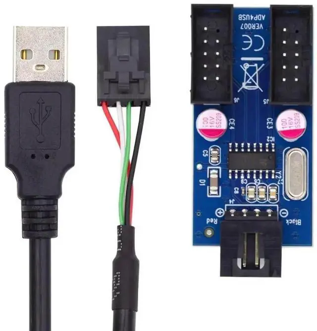 Alt view image 4 of 7 - WRIARICH Motherboard USB 2.0 9Pin/10Pin Header 1 to 2 Splitter Cable, Internal Front Panel USB Header Extension Hub Adapter