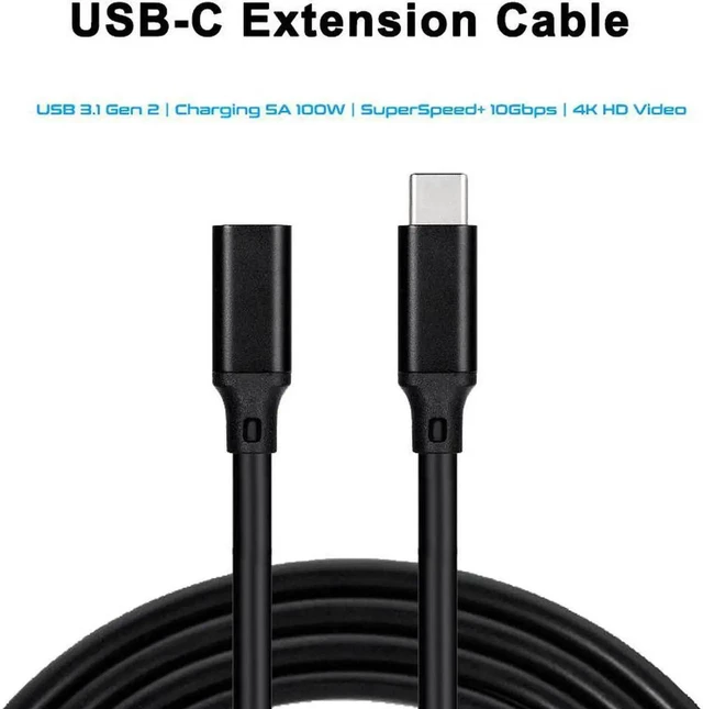 Alt view image 5 of 7 - WRIARICH 2M/6.6FT USB-C 3.1 Gen 2 Extension Cable, 100W PD Fast Charging 20Gbps Data Transfer 4K Video USB Type C Male to Female Cord Compatible with MacBook Pro/Air, Samsung Devices, Nintendo Switch