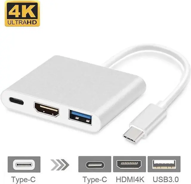 Main image of WRIARICH USB-C Multiport Adapter with DP Alt Mode, USB Type-C to 4K HDMI + USB 3.0 + USB-C PD 20V 5A Charging Port Converter, Compatible with MacBook, Chromebook, Galaxy S8/S9, Yoga 900, XPS 13