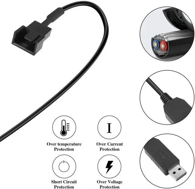 Alt view image 5 of 7 - WRIARICH 2 Pack Sleeved USB to 3Pin/4Pin PWM Fan Step-Up Cable | 5V to 12V Boost Adapter Cord for PC Case Fans