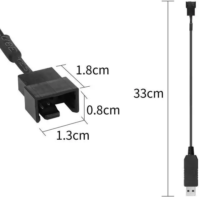 Alt view image 6 of 7 - WRIARICH 2 Pack Sleeved USB to 3Pin/4Pin PWM Fan Step-Up Cable | 5V to 12V Boost Adapter Cord for PC Case Fans