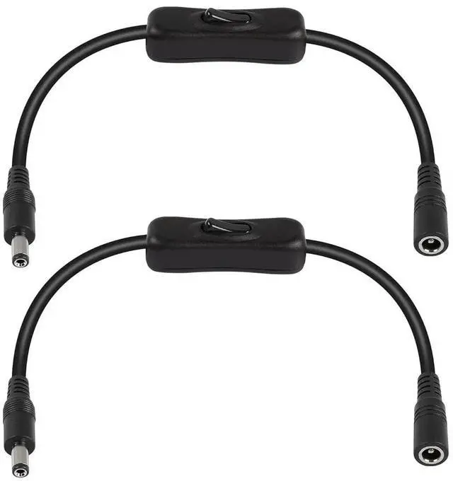 Main image of WRIARICH 30CM DC 5.5x2.1mm Male to Female Power Cable, 16AWG Wire with Inline Rocker On/Off Switch, DC Power Adapter Cord for LED Light Strips, CCTV Security Camera, 2 Pack