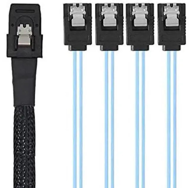 Alt view image 3 of 7 - WRIARICH 50cm Internal Mini SAS SFF-8087 to 4×SATA 7Pin Hard Drive Cable, 6Gbps Server RAID Data Cable